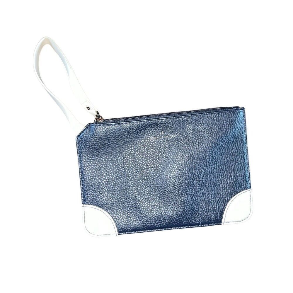 Globe Trotter ANA Amenity Travel Toiletry Bag Blue Zip‎ Closure EUC